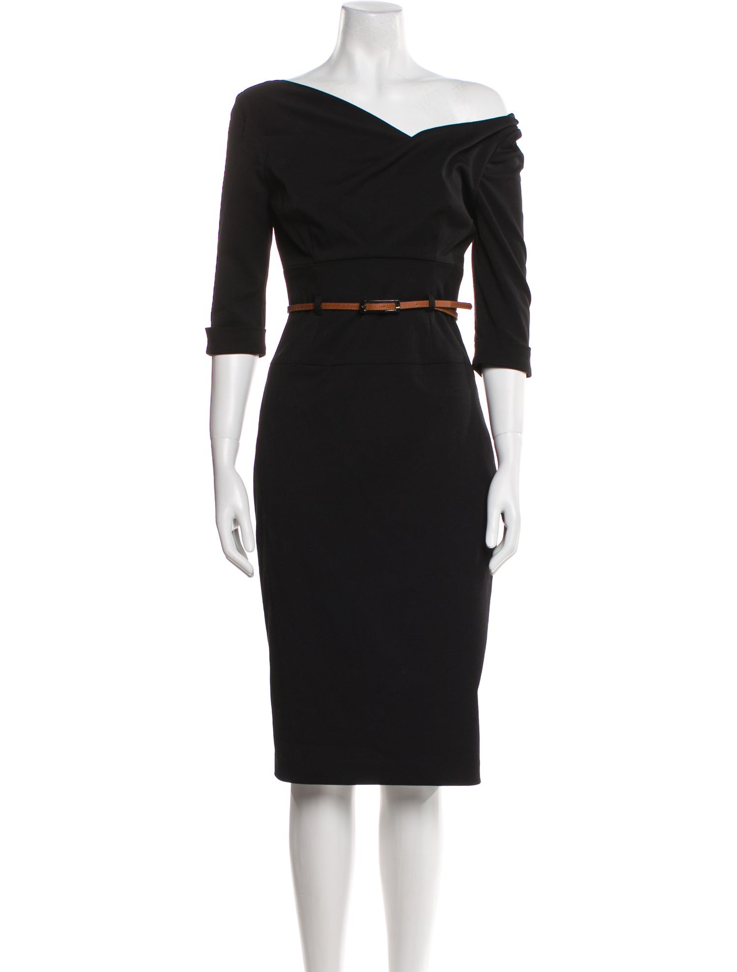 Black Halo Off-The-Shoulder Knee-Length Dress