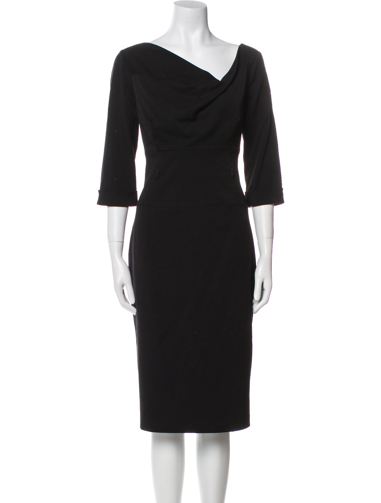 Black Halo Cowl Neck Midi Length Dress