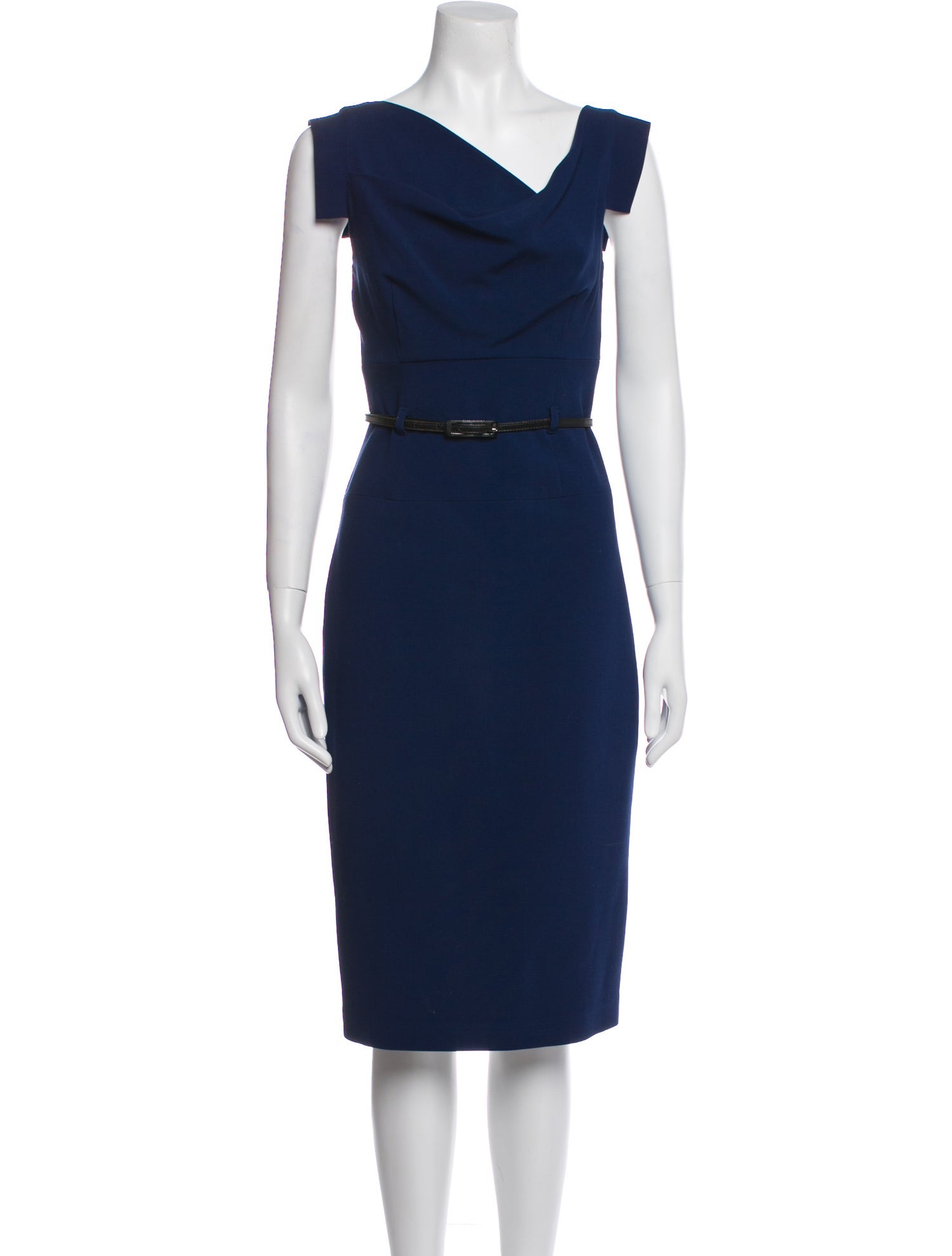 Black Halo Cowl Neck Midi Length Dress