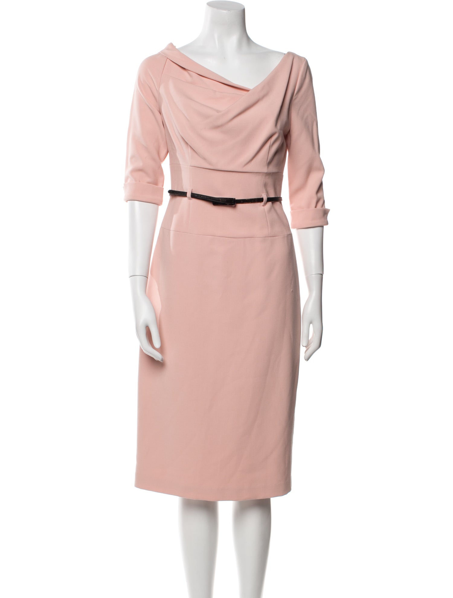 Black Halo Cowl Neck Midi Length Dress