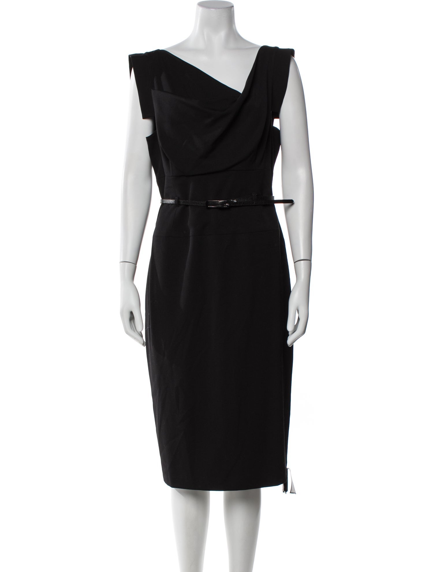Black Halo Cowl Neck Midi Length Dress
