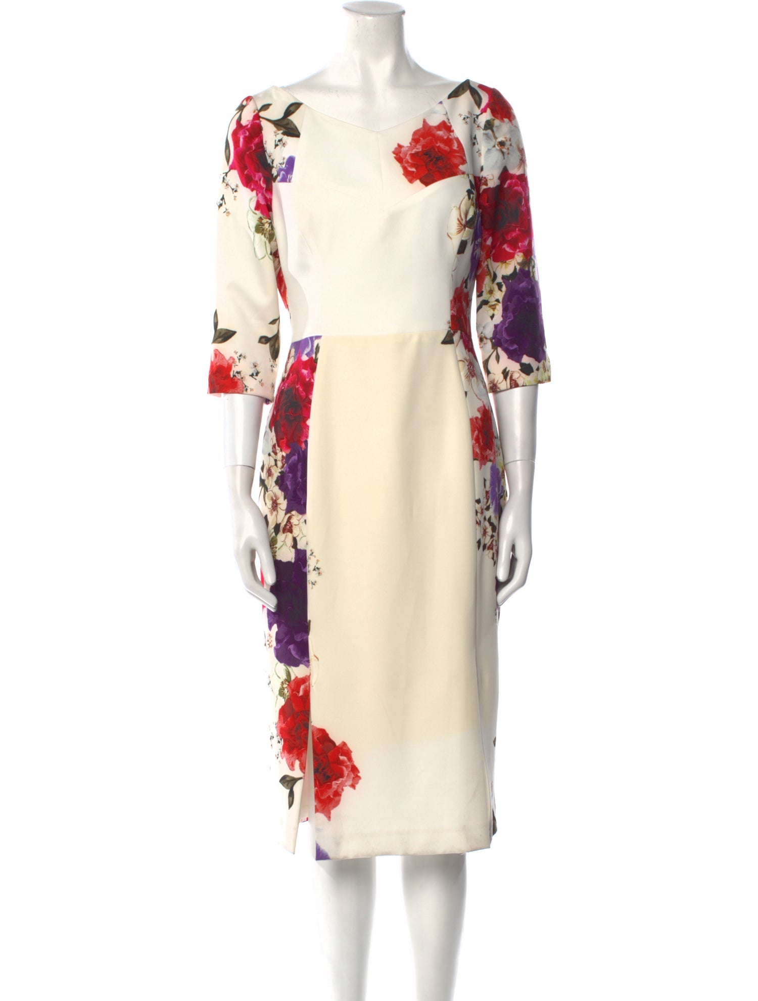 Black Halo Floral Print Midi Length Dress