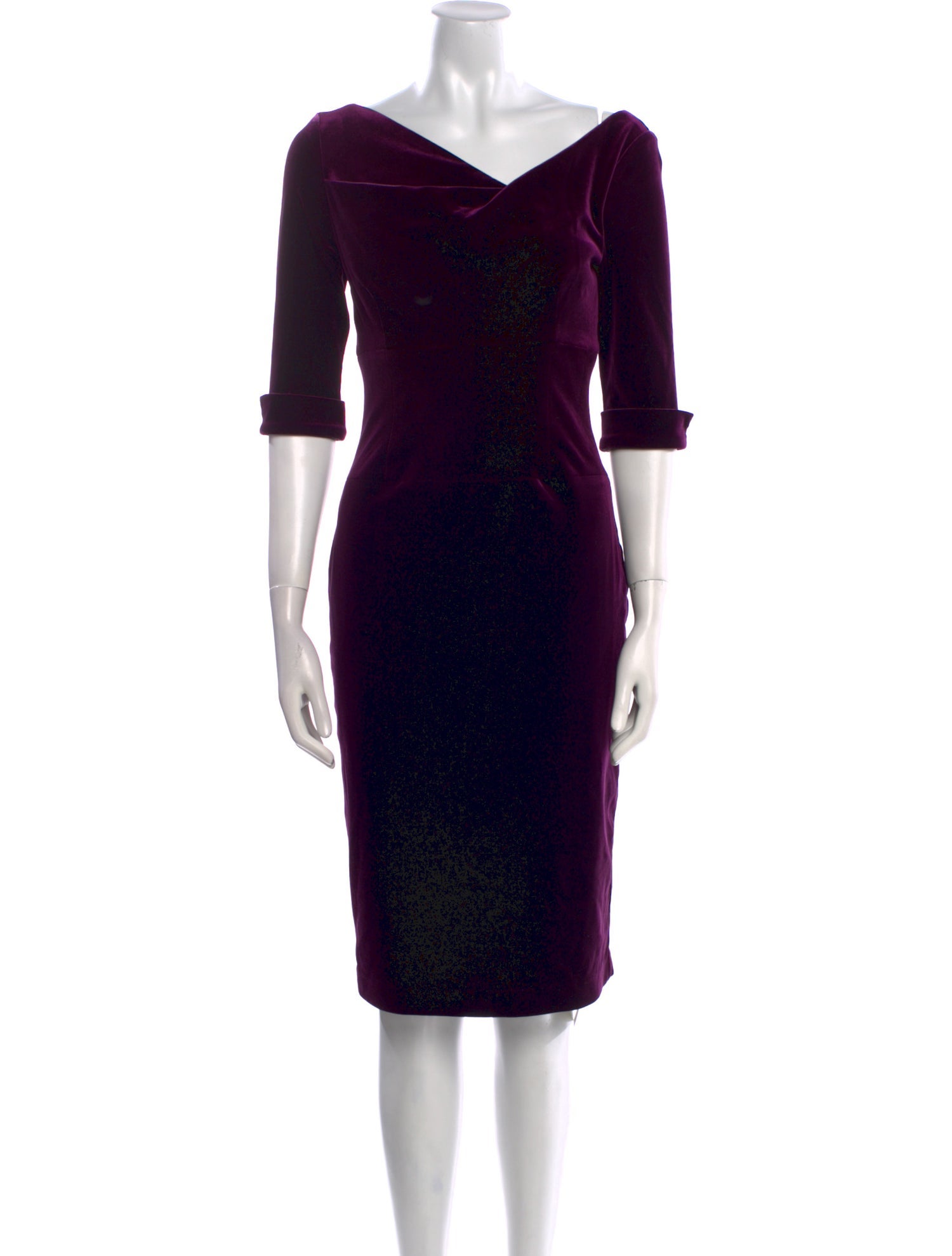 Black Halo V-Neck Knee-Length Dress