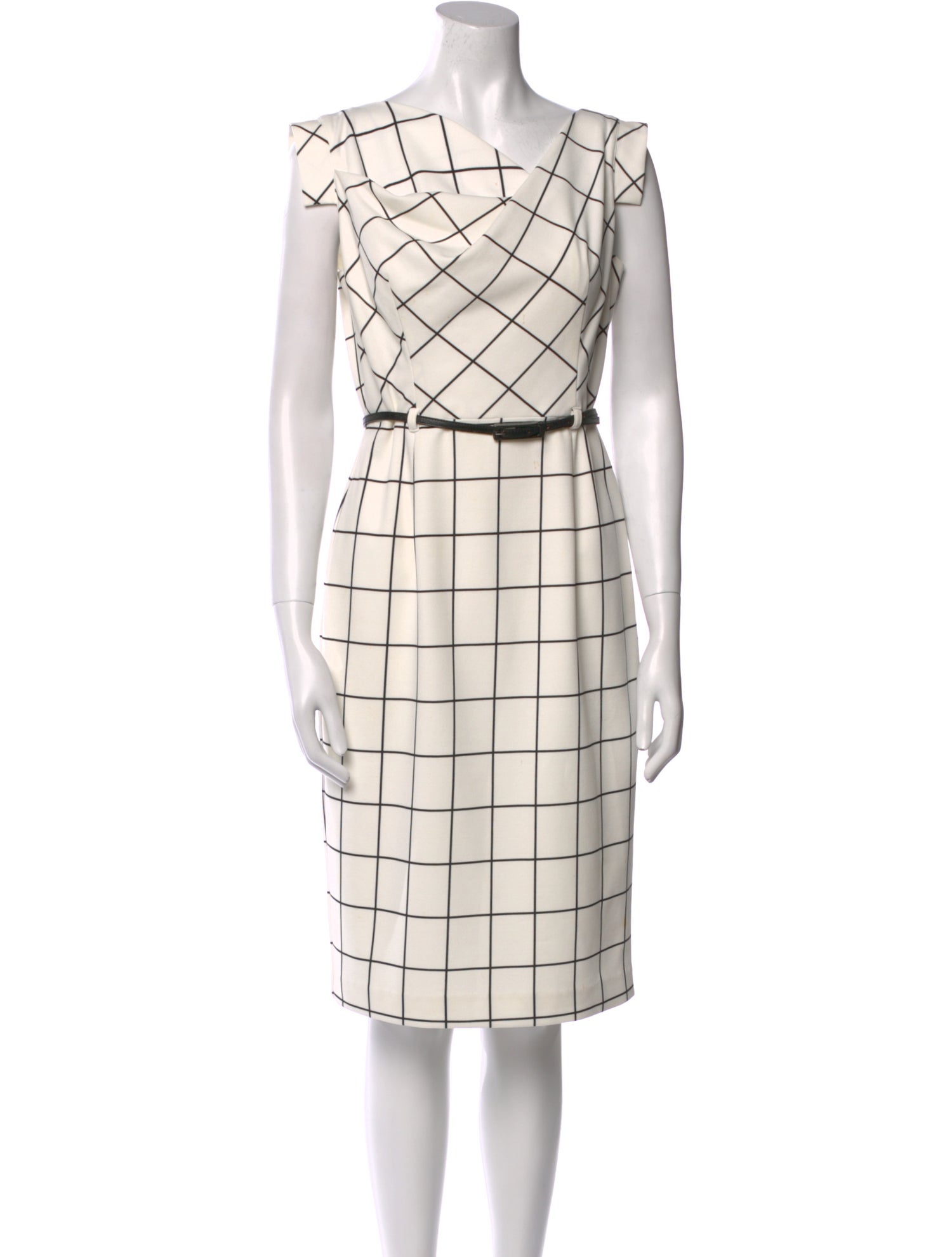 Black Halo Plaid Print Knee-Length Dress