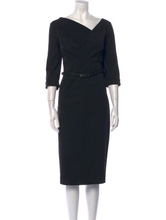 Black Halo V-Neck Midi Length Dress