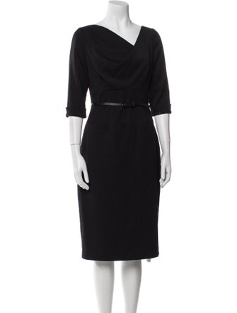 Black Halo Cowl Neck Midi Length Dress