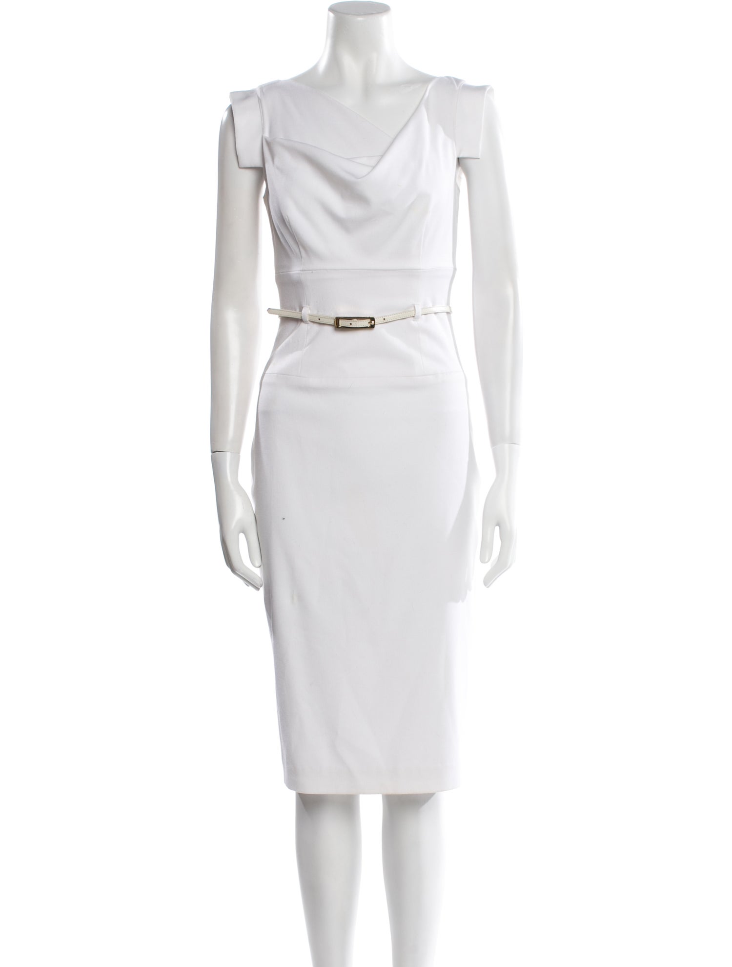 Black Halo Cowl Neck Midi Length Dress