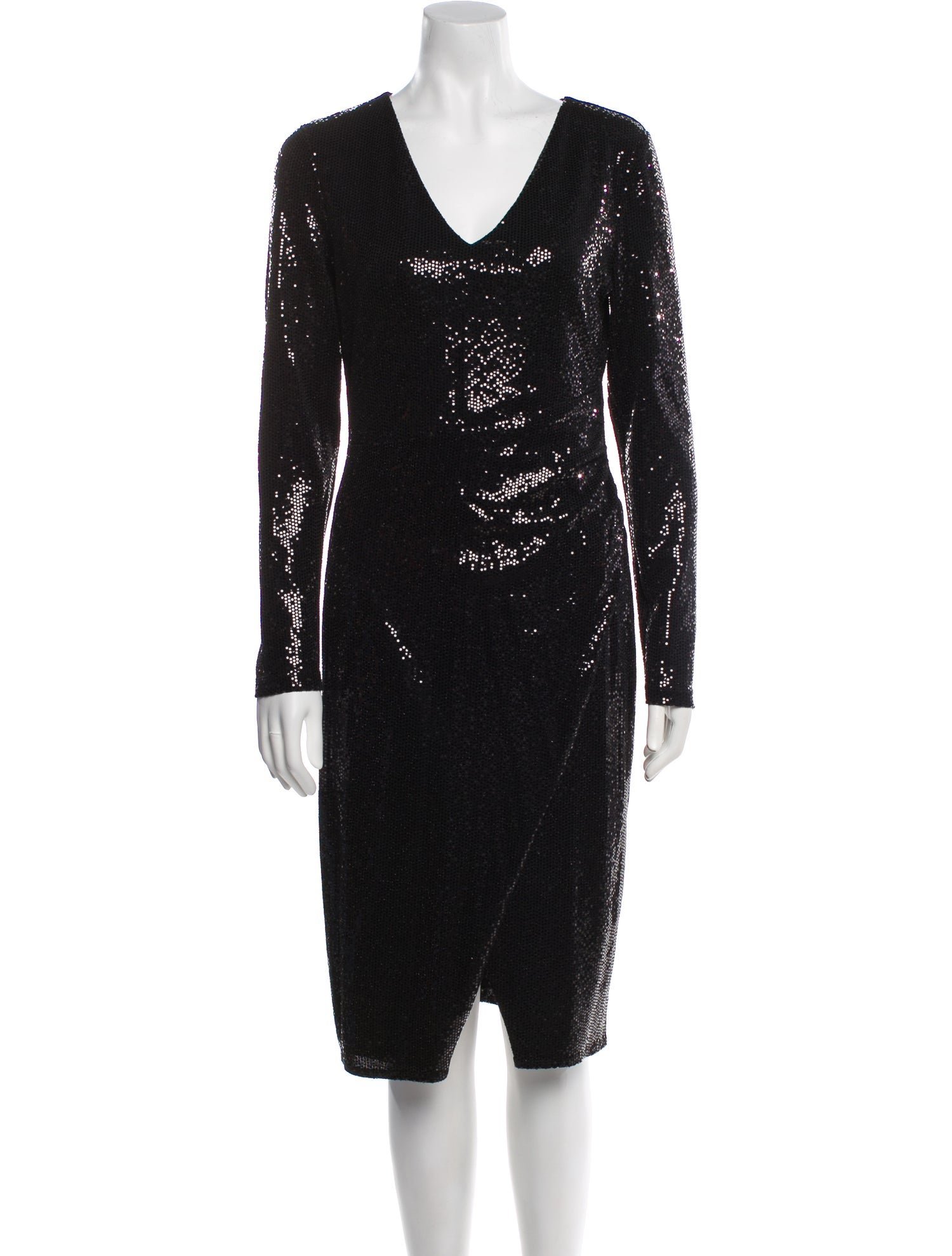 Black Halo V-Neck Knee-Length Dress