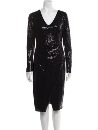 Black Halo V-Neck Knee-Length Dress