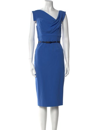 Black Halo Cowl Neck Midi Length Dress