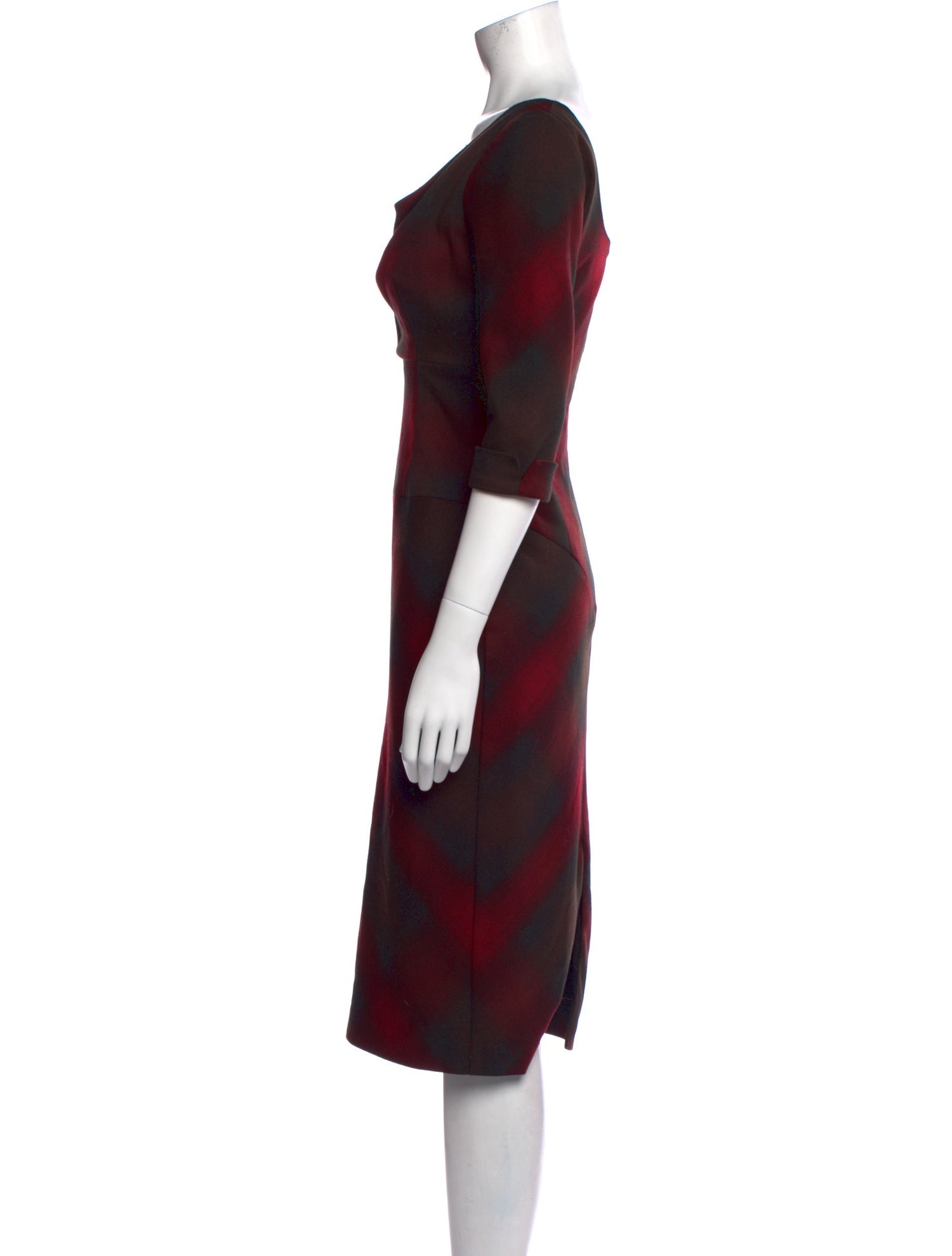 Black Halo Plaid Print Midi Length Dress