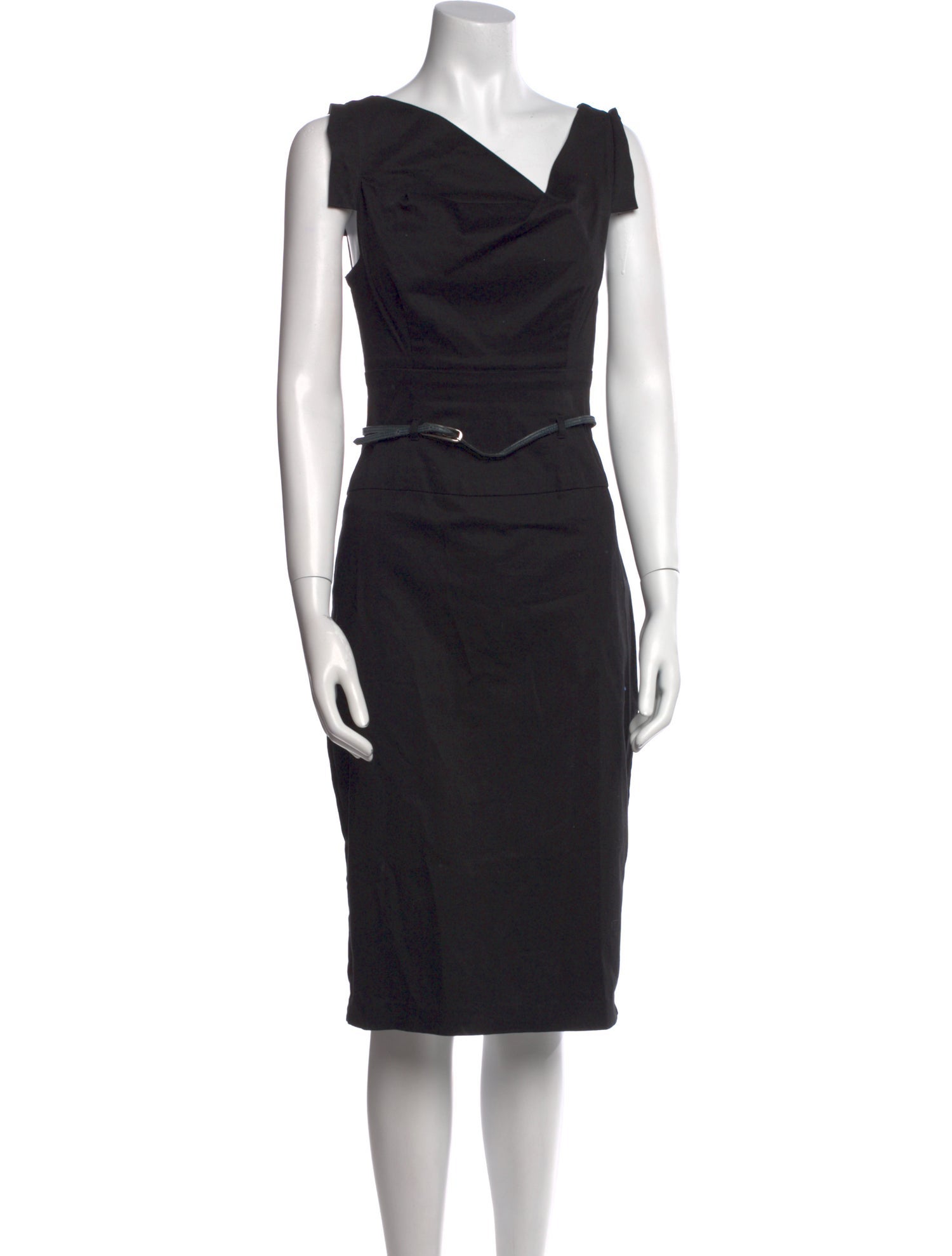 Black Halo One-Shoulder Midi Length Dress