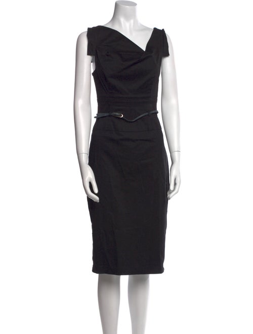 Black Halo One-Shoulder Midi Length Dress