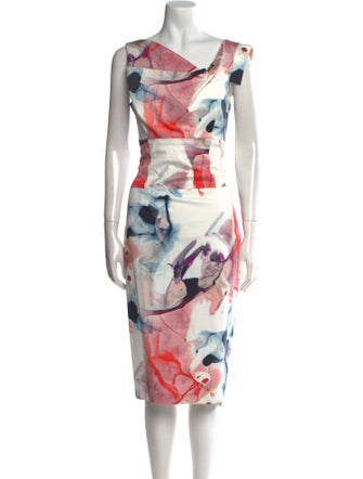 Black Halo Printed Midi Length Dress