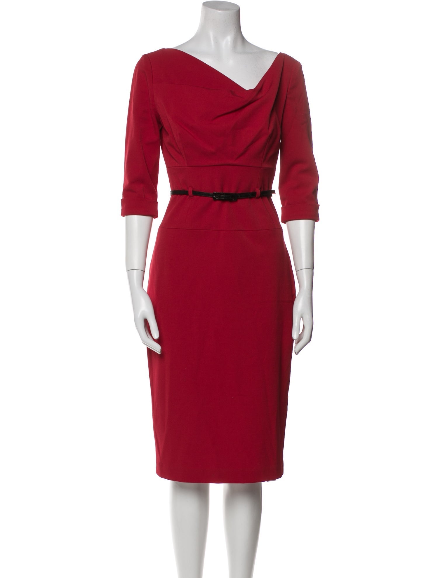 Black Halo Cowl Neck Midi Length Dress