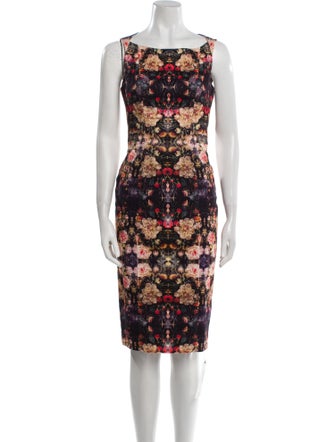 Black Halo Floral Print Knee-Length Dress
