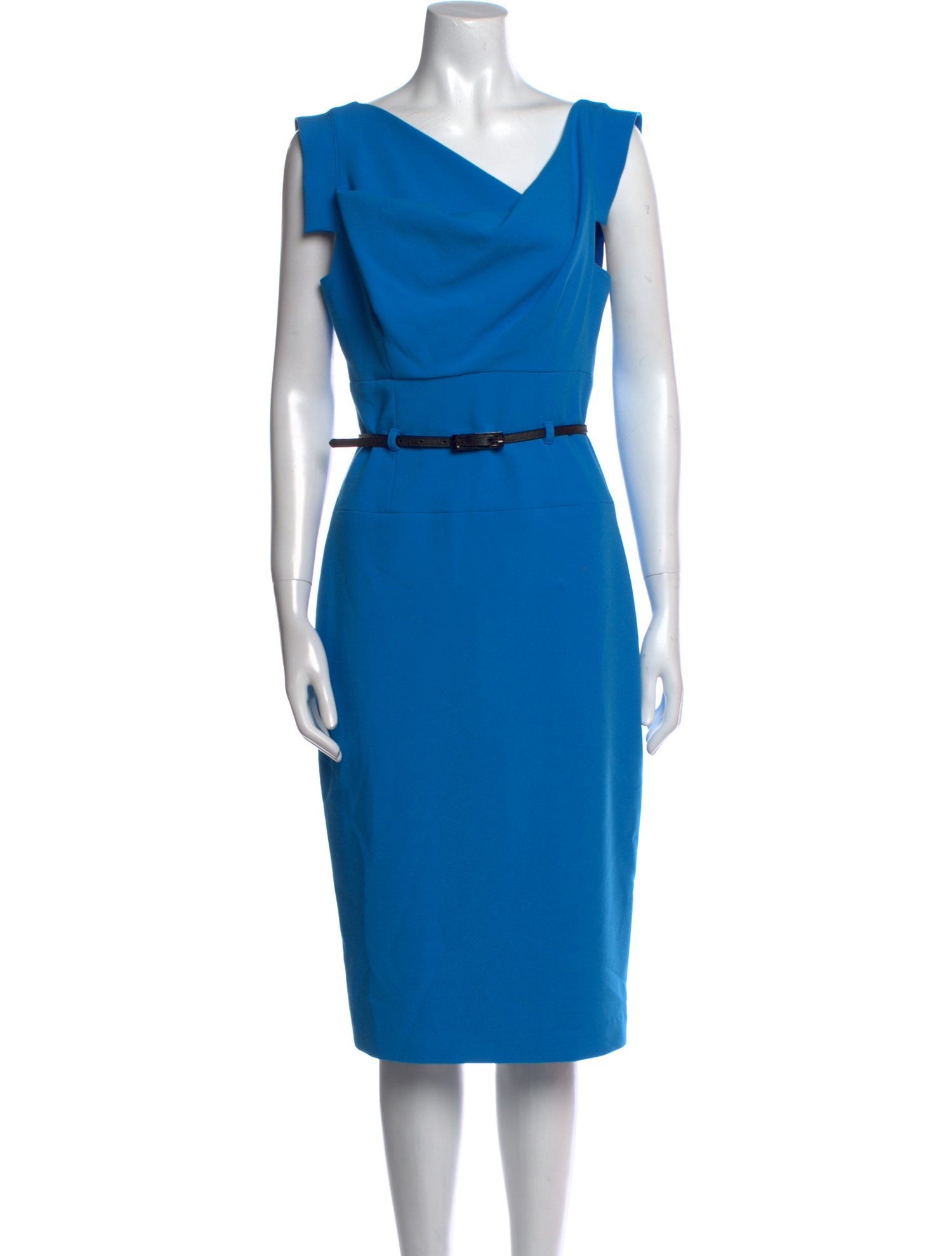 Black Halo Cowl Neck Midi Length Dress