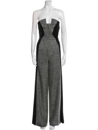 Black Halo Colorblock Pattern Strapless Jumpsuit