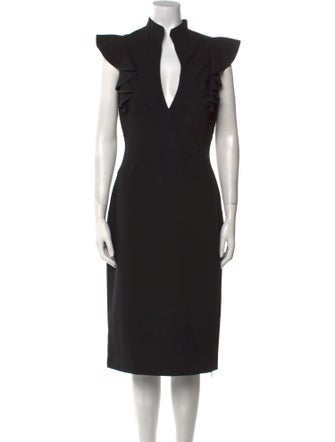 Black Halo V-Neck Midi Length Dress