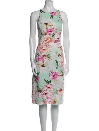 Black Halo Floral Print Midi Length Dress