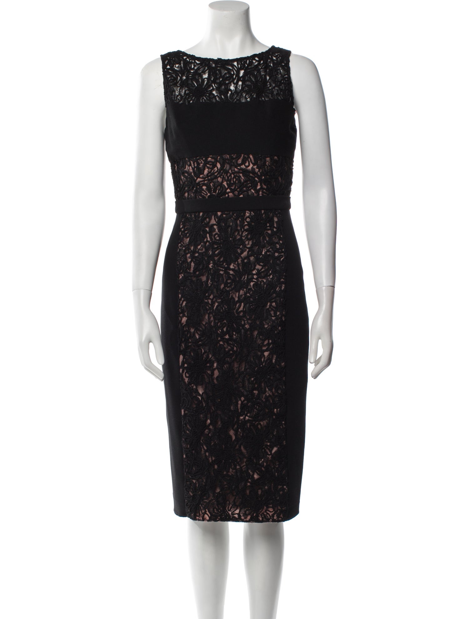 Black Halo Lace Pattern Midi Length Dress