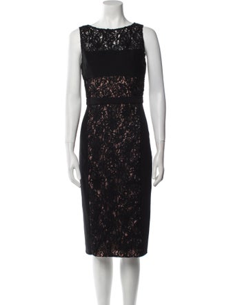 Black Halo Lace Pattern Midi Length Dress