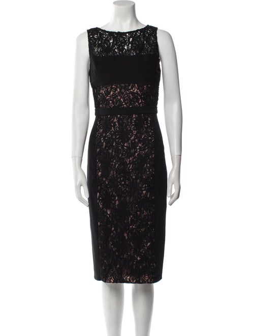 Black Halo Lace Pattern Midi Length Dress