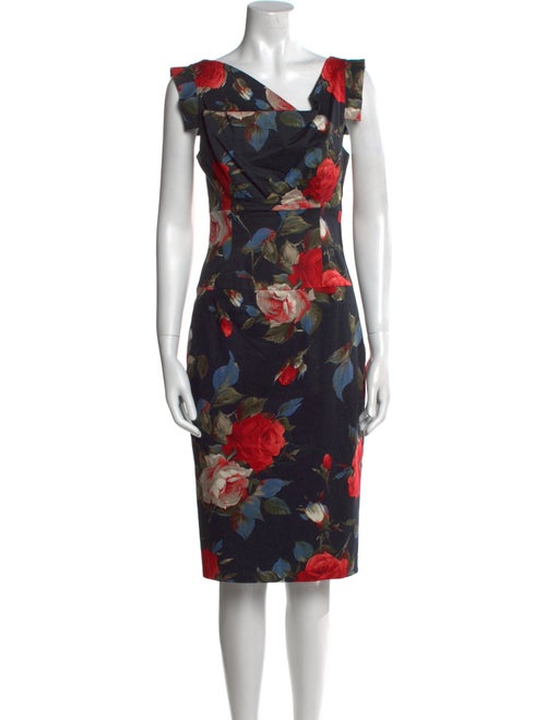 Black Halo Floral Print Knee-Length Dress