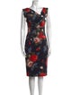 Black Halo Floral Print Knee-Length Dress