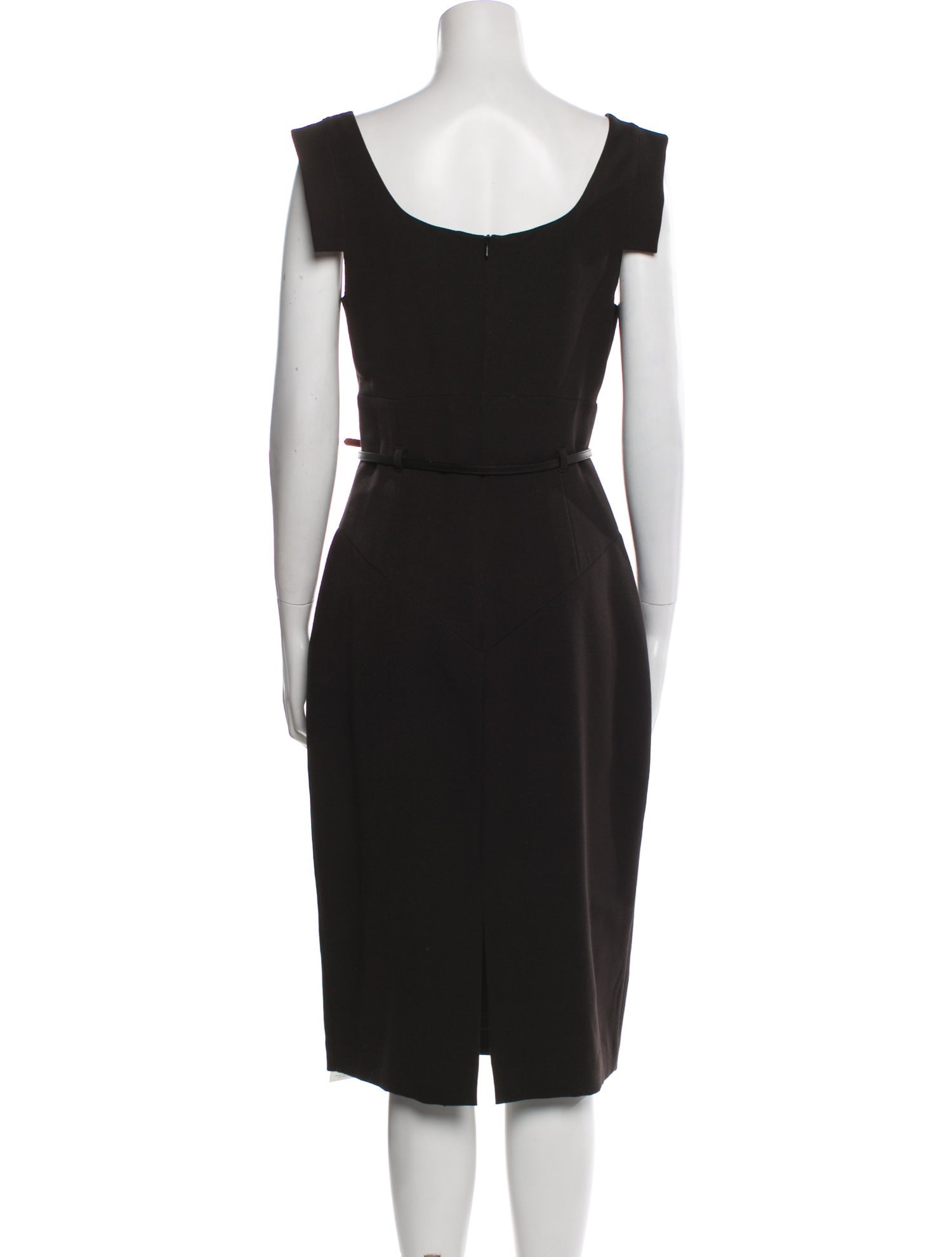 black dress leather sleeves Black Halo Jacqueline Midi Dress in Black