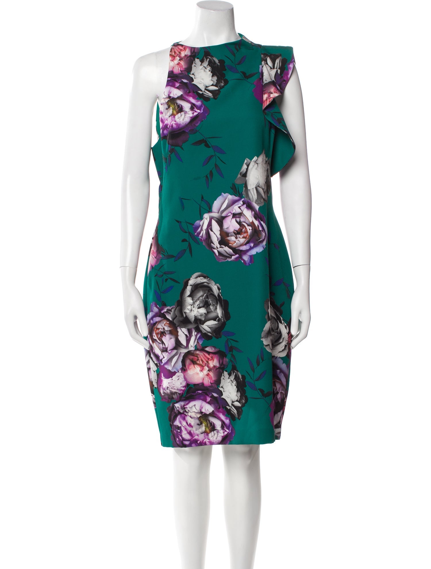 Black Halo Floral Print Knee-Length Dress