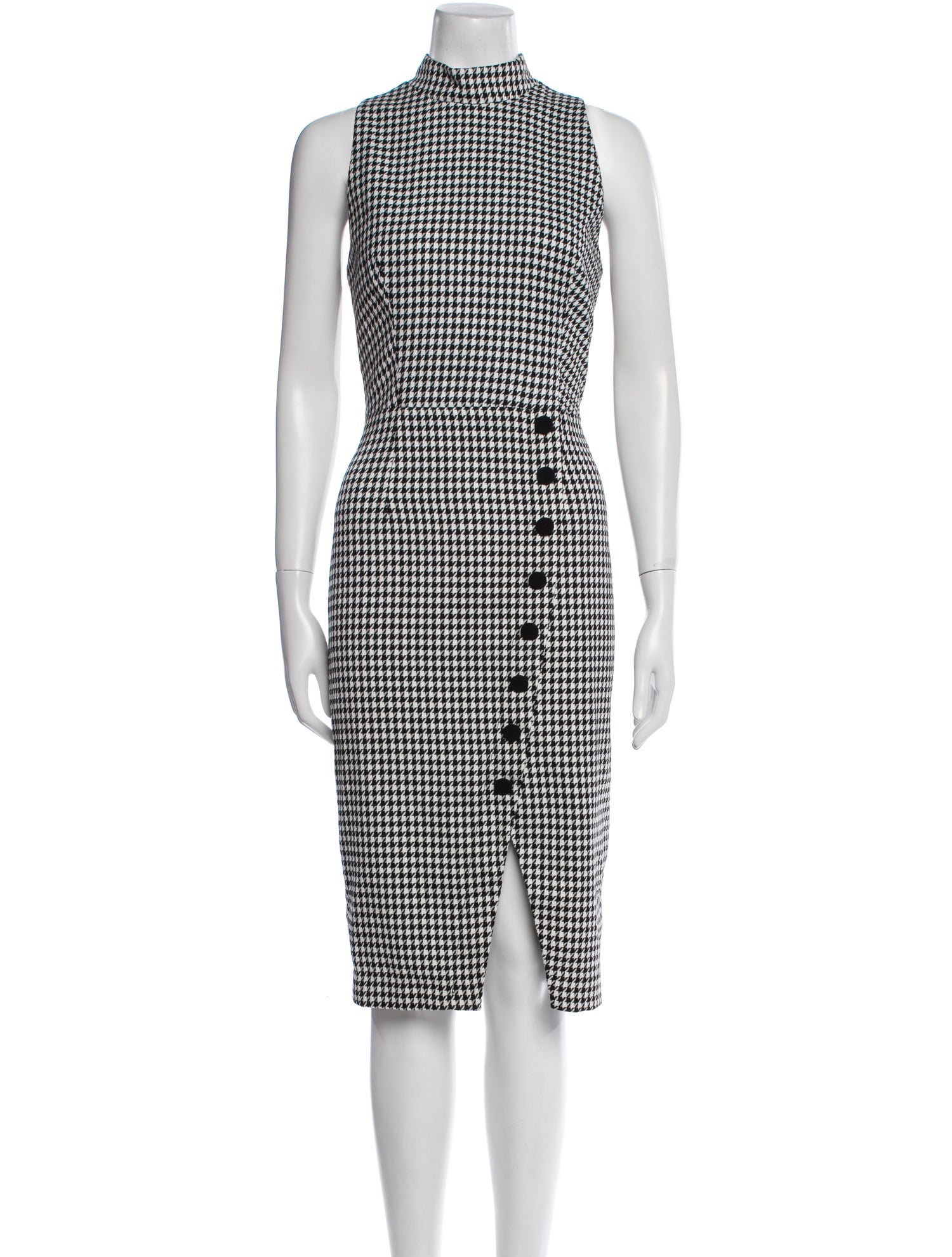 Black Halo Plaid Print Midi Length Dress