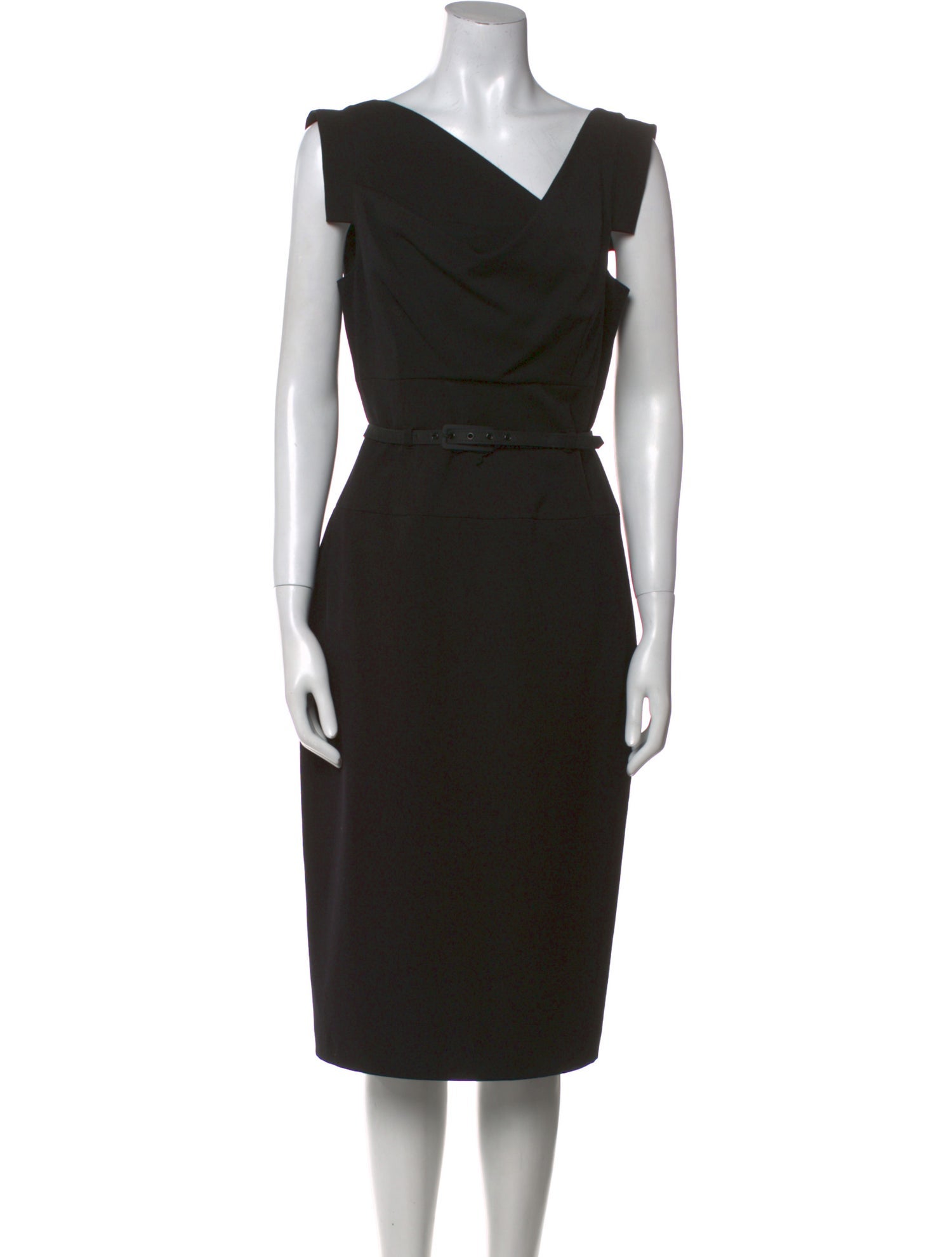 Black Halo V-Neck Midi Length Dress