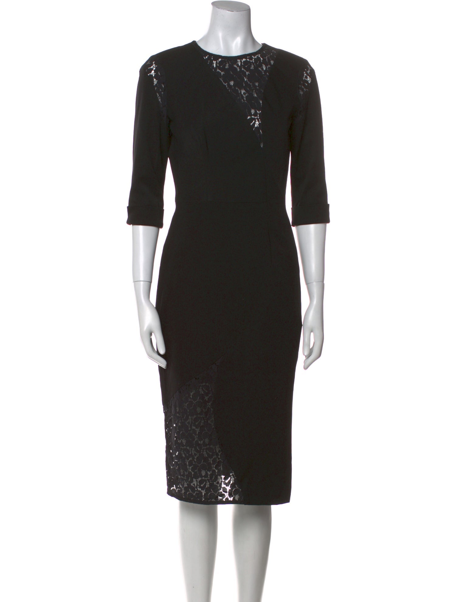 Black Halo Crew Neck Midi Length Dress