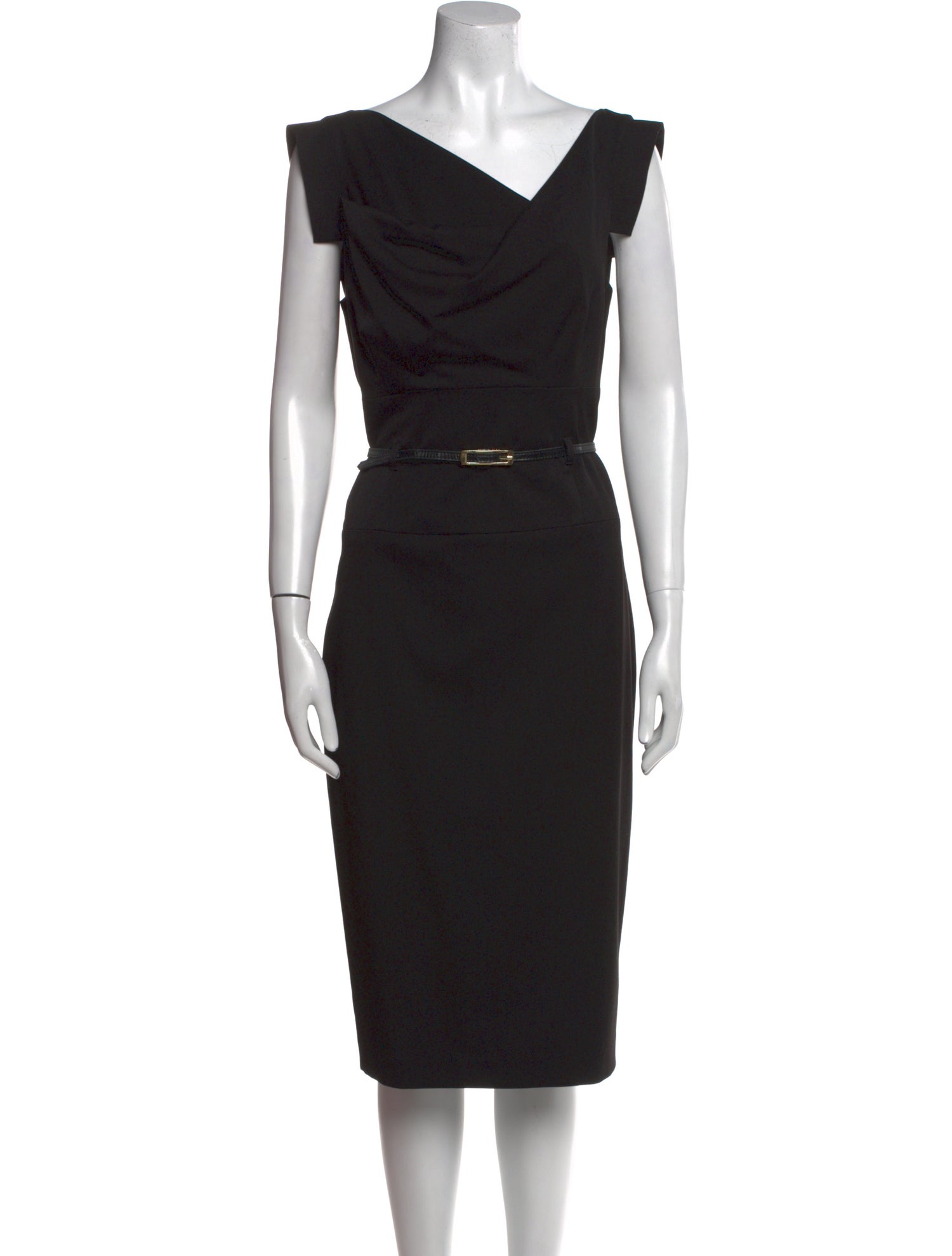 Black Halo Cowl Neck Midi Length Dress
