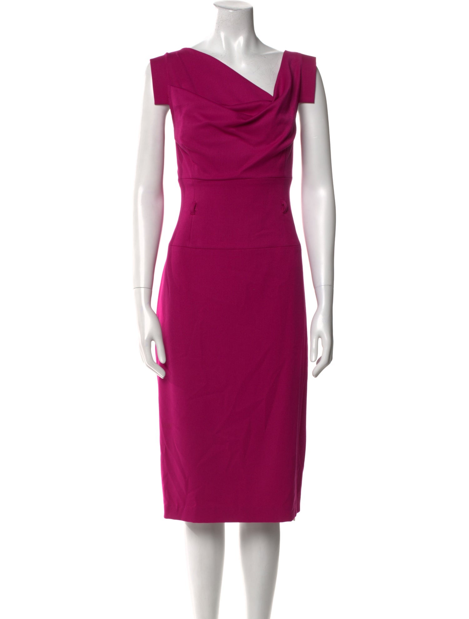 Black Halo Cowl Neck Midi Length Dress