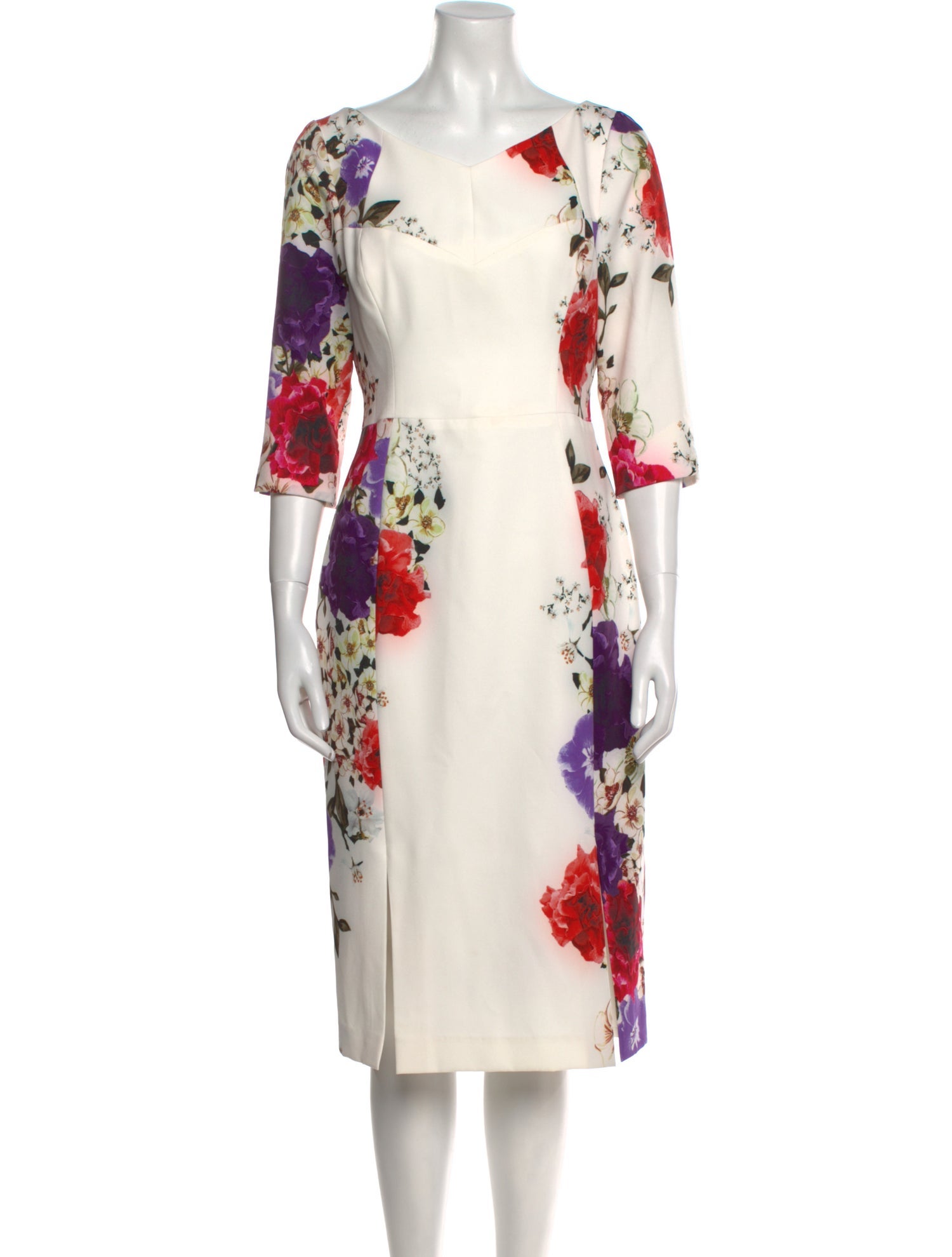 Black Halo Floral Print Midi Length Dress