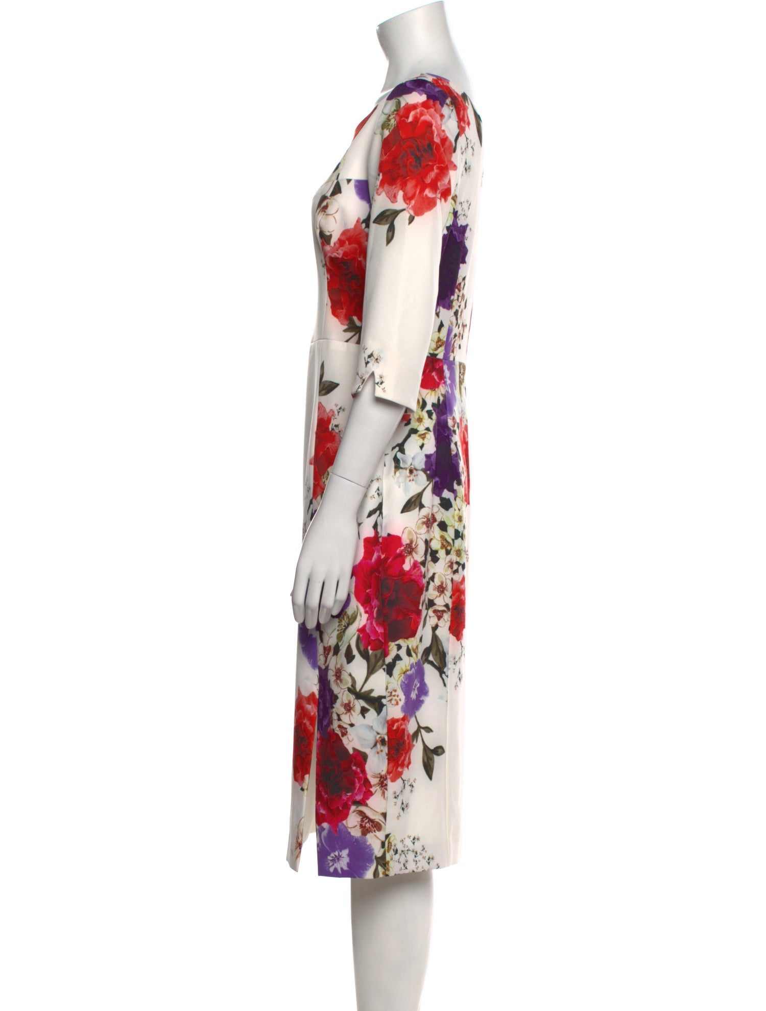 Black Halo Floral Print Midi Length Dress