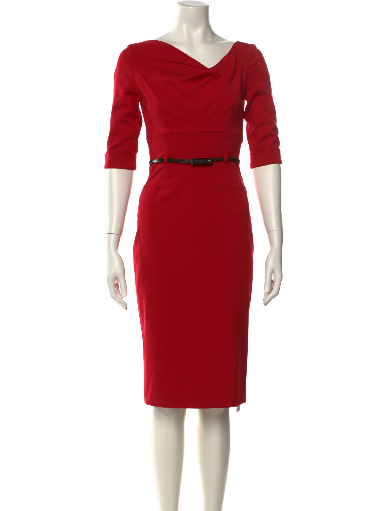 Black Halo Cowl Neck Knee-Length Dress