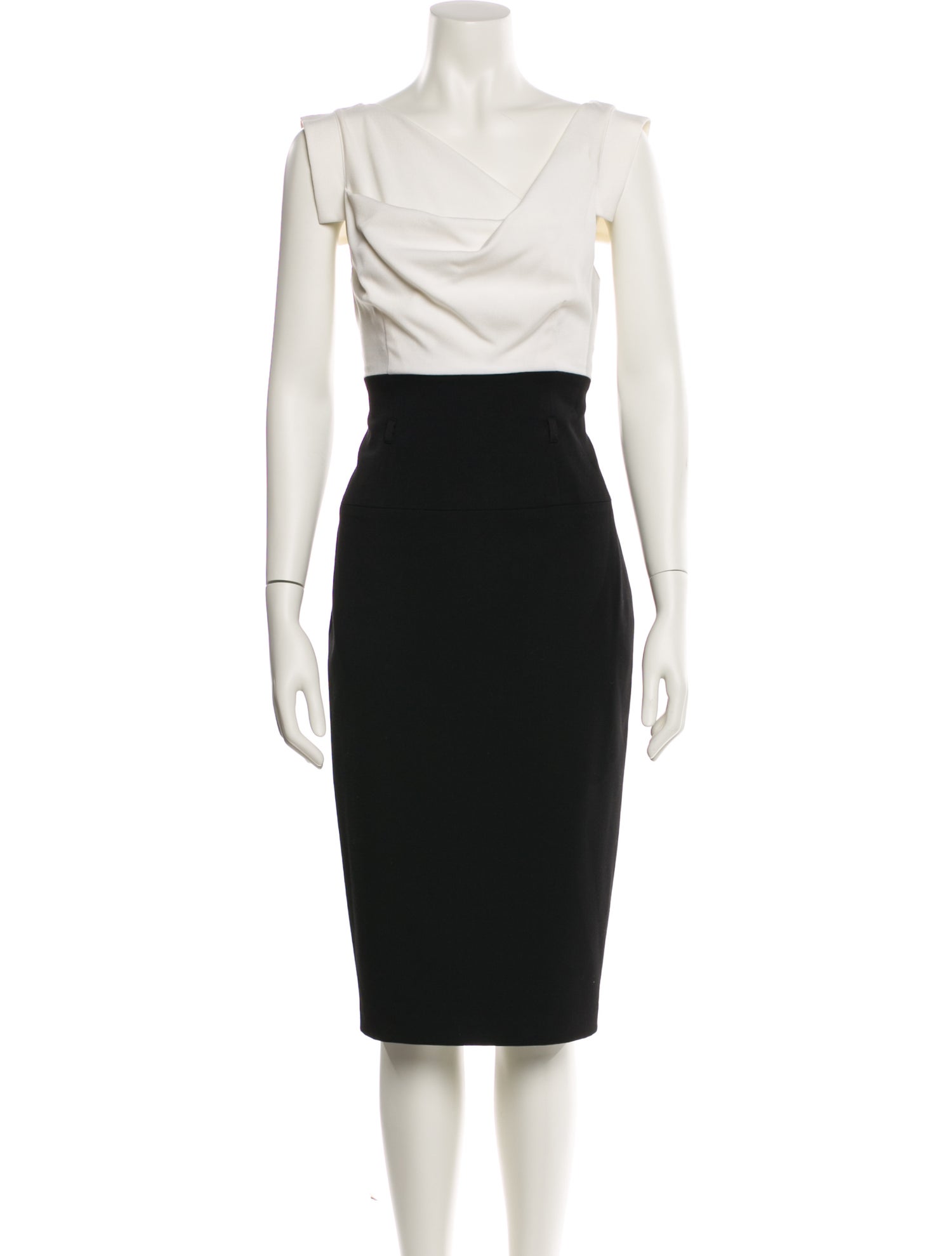 Black Halo Bateau Neckline Midi Length Dress