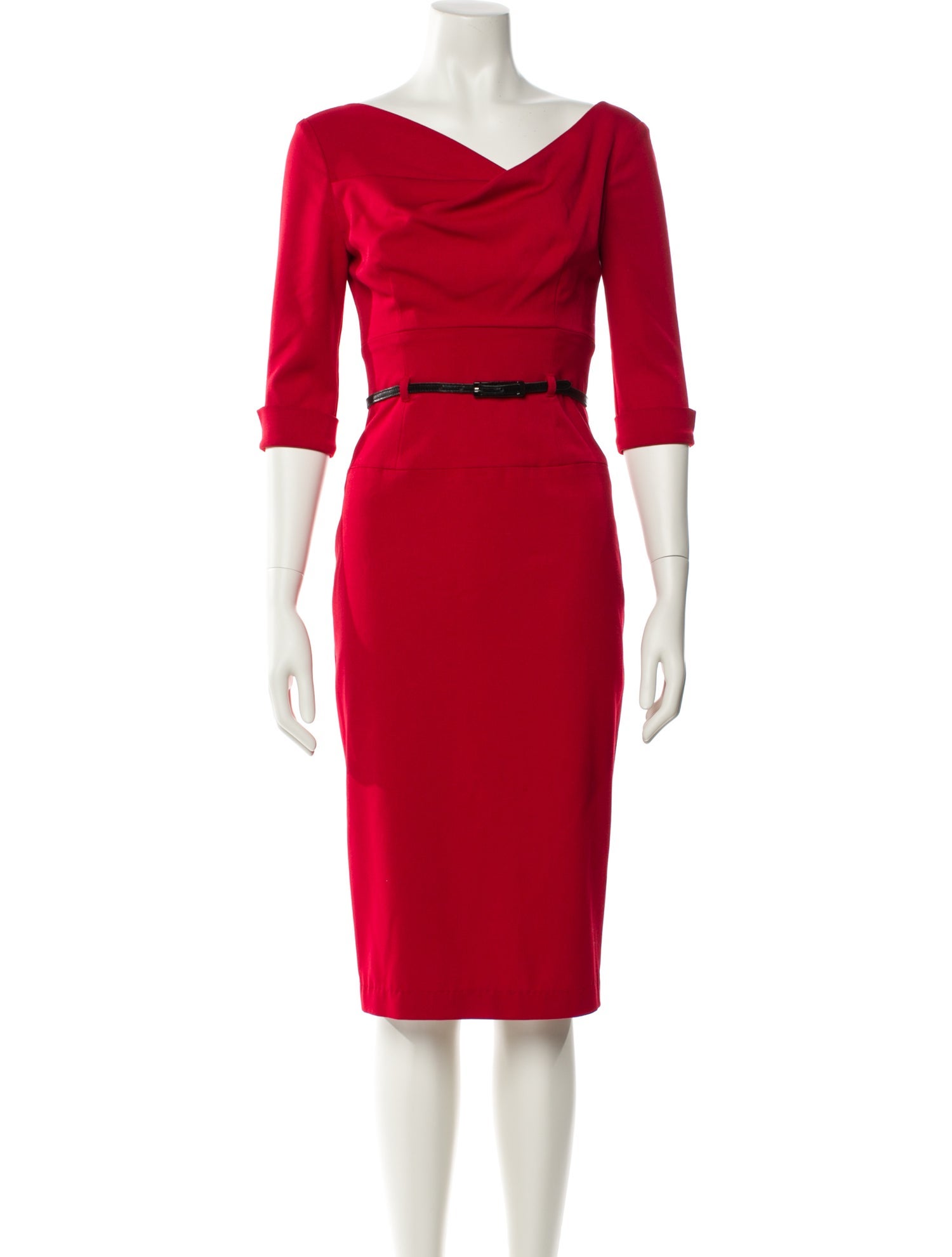 Black Halo Cowl Neck Midi Length Dress