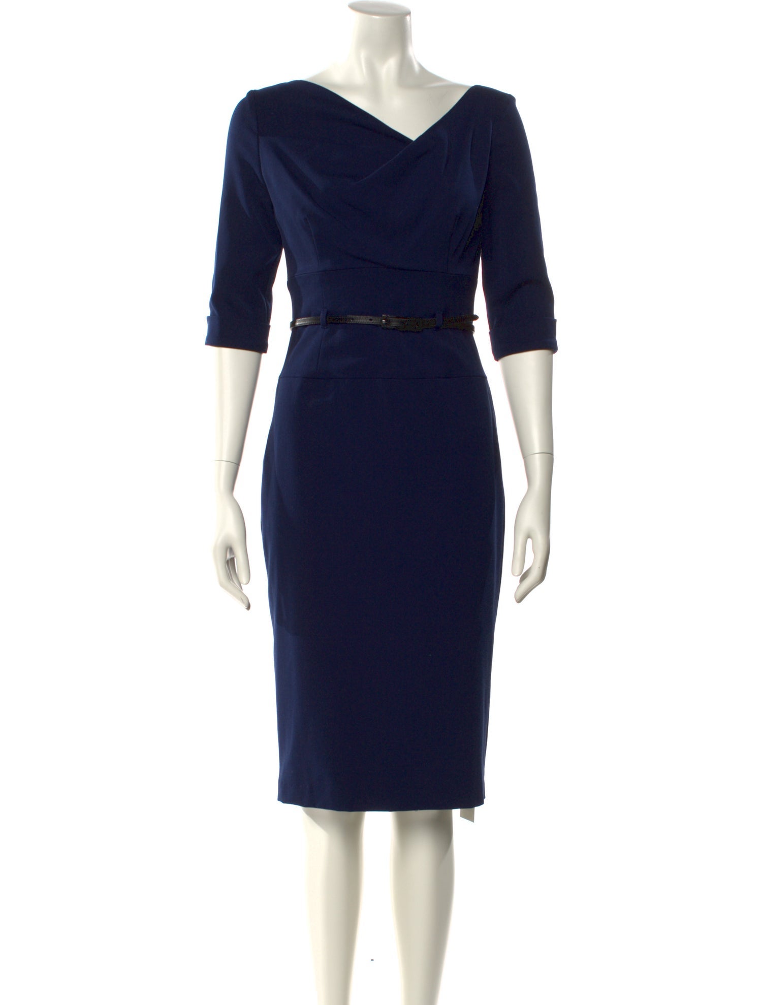 Black Halo Cowl Neck Knee-Length Dress