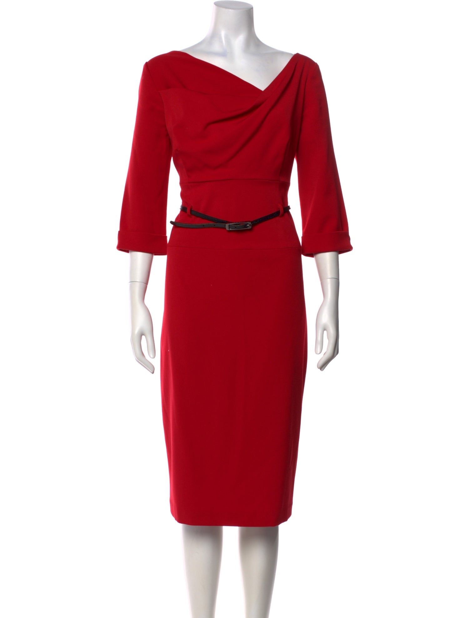 Black Halo Cowl Neck Midi Length Dress