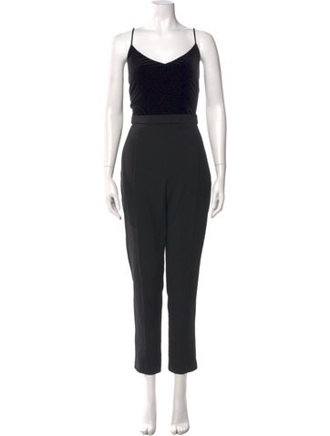 Pre-owned Black Halo V-neck Jumpsuit In Black