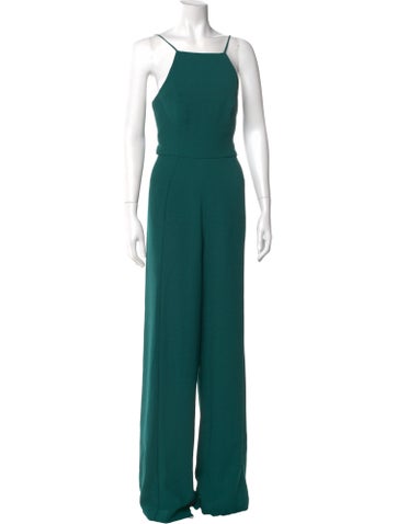 Pre-owned Black Halo Square Neckline Jumpsuit In Green