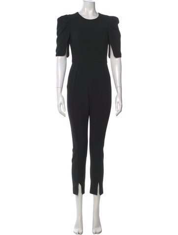 Pre-owned Black Halo Crew Neck Jumpsuit In Black