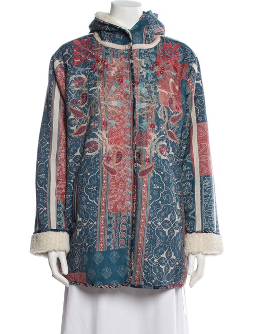 Biya by Johnny Was Silk Paisley Print Faux Fur Coat