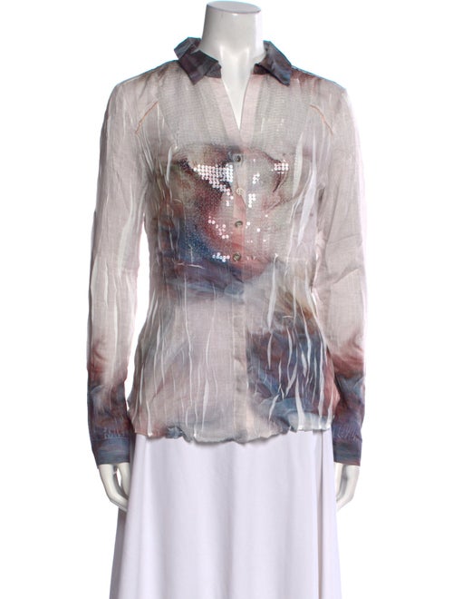 BiBA Printed Long Sleeve Button-Up Top