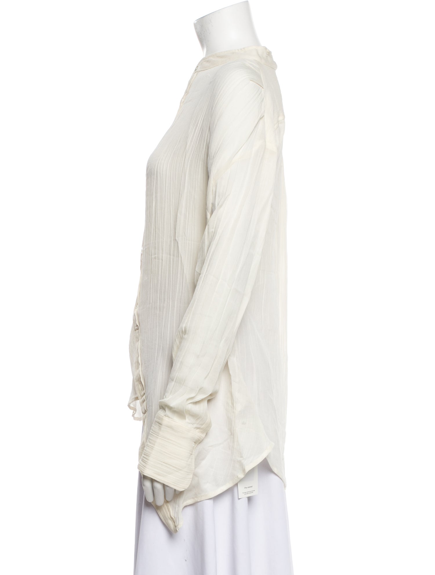 BITE Mock Neck Long Sleeve Button-Up Top