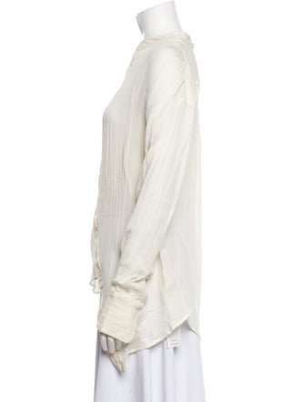 BITE Mock Neck Long Sleeve Button-Up Top